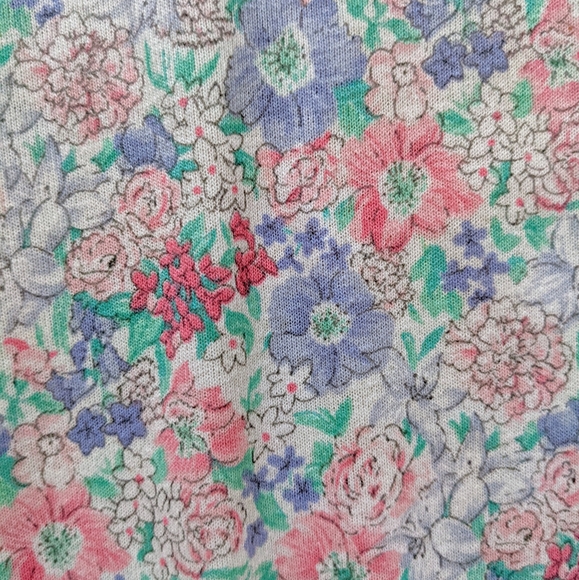 Vintage 1990s Terazzia Pastel Floral Drop Waist Cotton Blend Dress Boho Coastal. - Picture 2 of 8